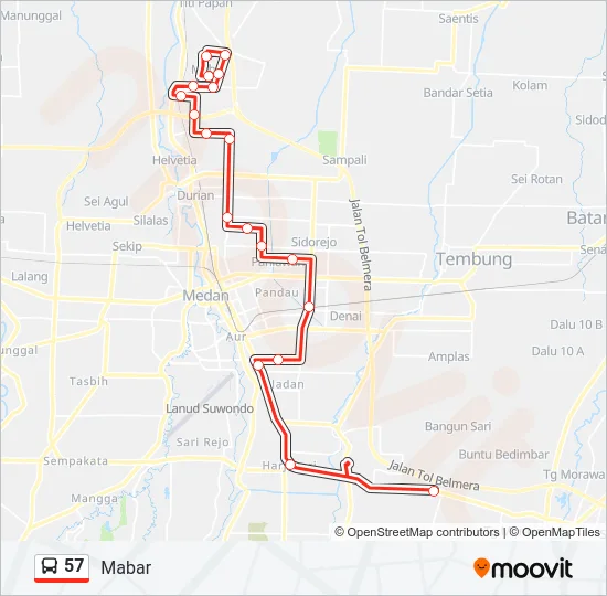 57 Bus Line Map