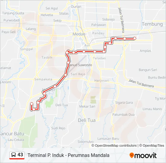 43 Bus Line Map