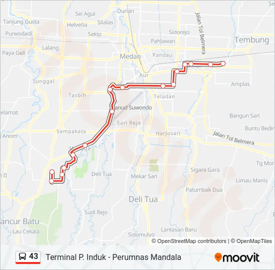 43 Bus Line Map