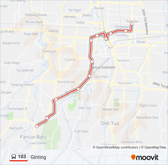 103 Bus Line Map