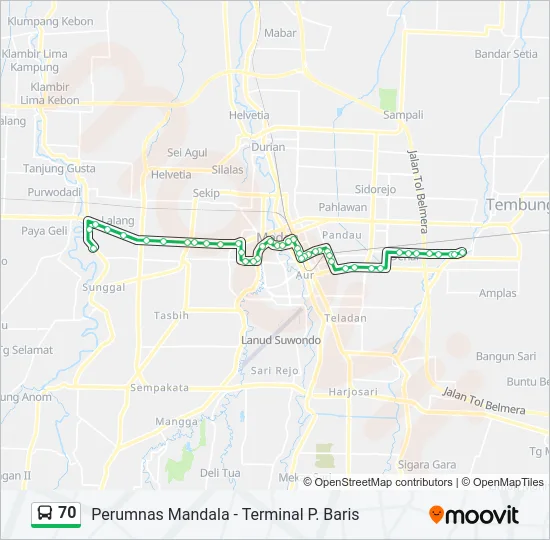 70 Bus Line Map
