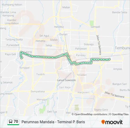 70 Bus Line Map