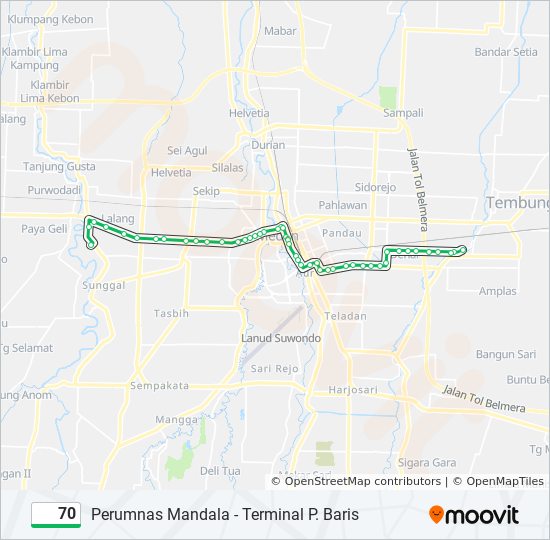 Rute 70: Jadwal, Pemberhentian & Peta - Terminal P. Baris (Diperbarui)