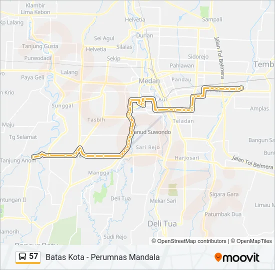 57 Bus Line Map