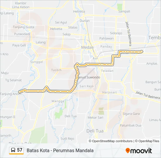 57 Bus Line Map