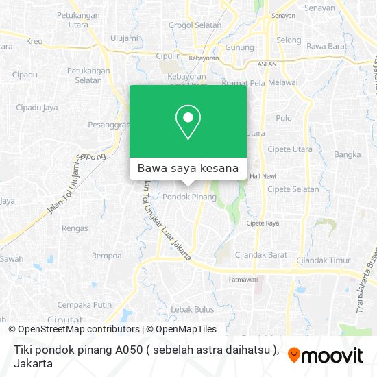 Peta Tiki pondok pinang A050 ( sebelah astra daihatsu )