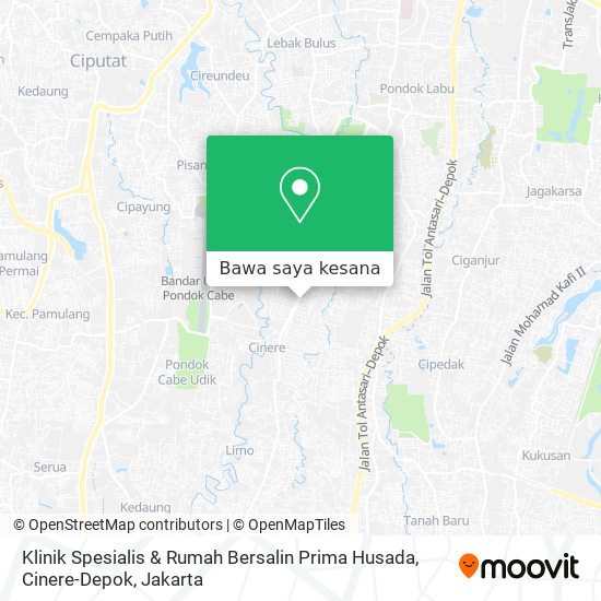 Peta Klinik Spesialis & Rumah Bersalin Prima Husada, Cinere-Depok