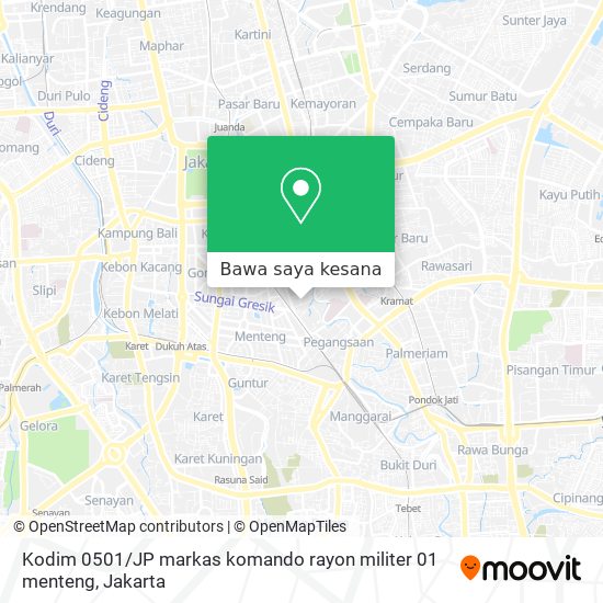 Peta Kodim 0501 / JP markas komando rayon militer 01 menteng