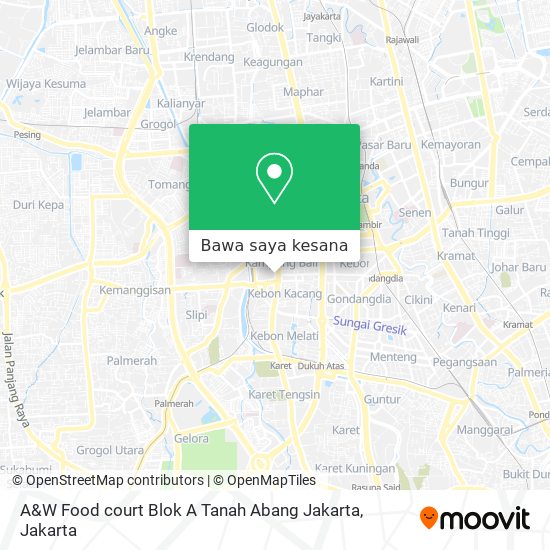 Peta A&W Food court Blok A Tanah Abang Jakarta