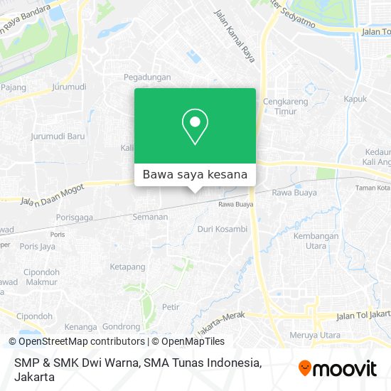 Peta SMP & SMK Dwi Warna, SMA Tunas Indonesia