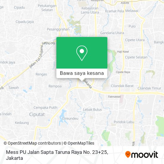 Peta Mess PU Jalan Sapta Taruna Raya No. 23+25