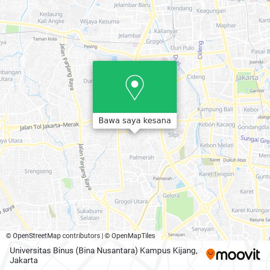 Peta Universitas Binus (Bina Nusantara) Kampus Kijang