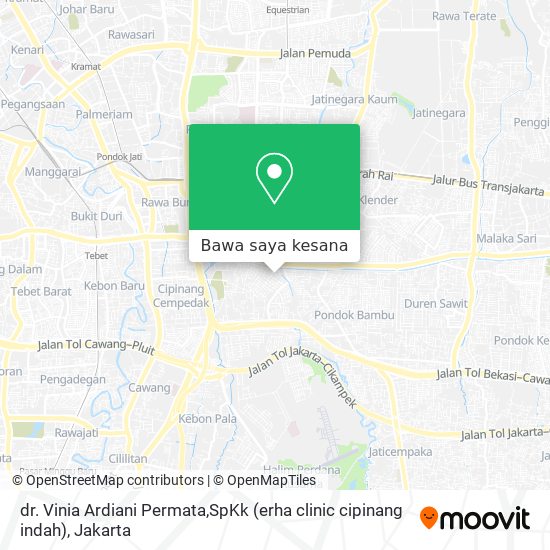 Peta dr. Vinia Ardiani Permata,SpKk (erha clinic cipinang indah)