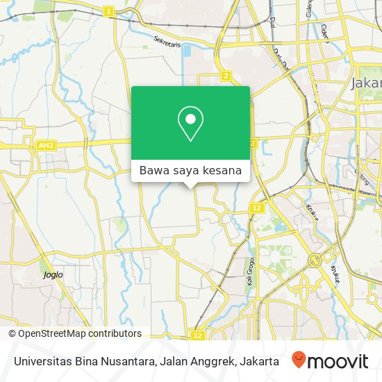 Peta Universitas Bina Nusantara, Jalan Anggrek