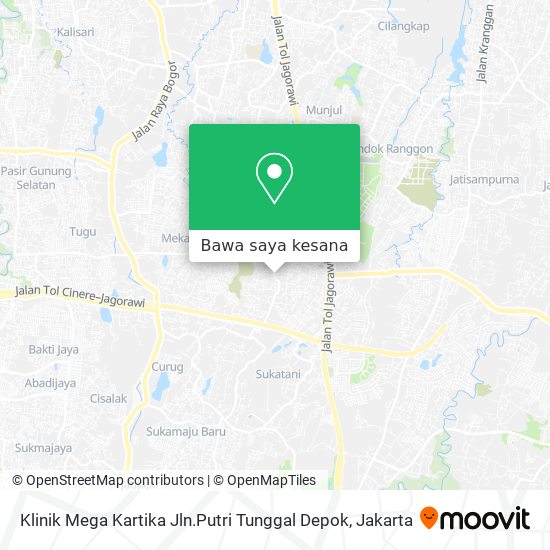 Peta Klinik Mega Kartika Jln.Putri Tunggal Depok