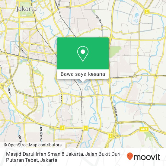 Peta Masjid Darul Irfan Sman 8 Jakarta, Jalan Bukit Duri Putaran Tebet