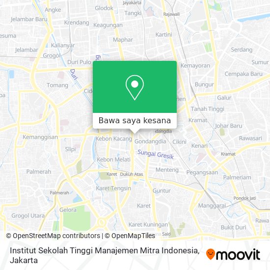 Peta Institut Sekolah Tinggi Manajemen Mitra Indonesia