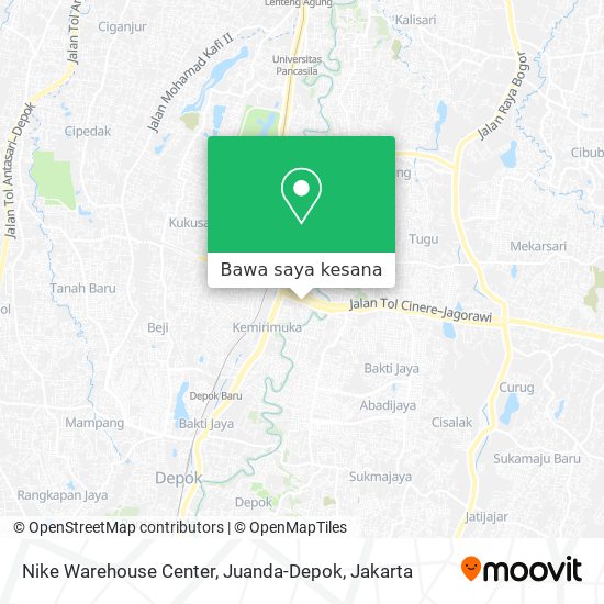 Peta Nike Warehouse Center, Juanda-Depok