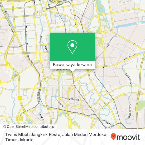 Peta Twins Mbah Jangkrik Resto, Jalan Medan Merdeka Timur