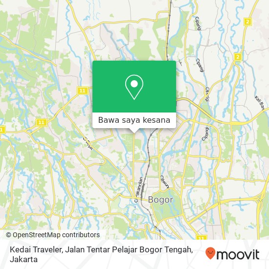 Peta Kedai Traveler, Jalan Tentar Pelajar Bogor Tengah