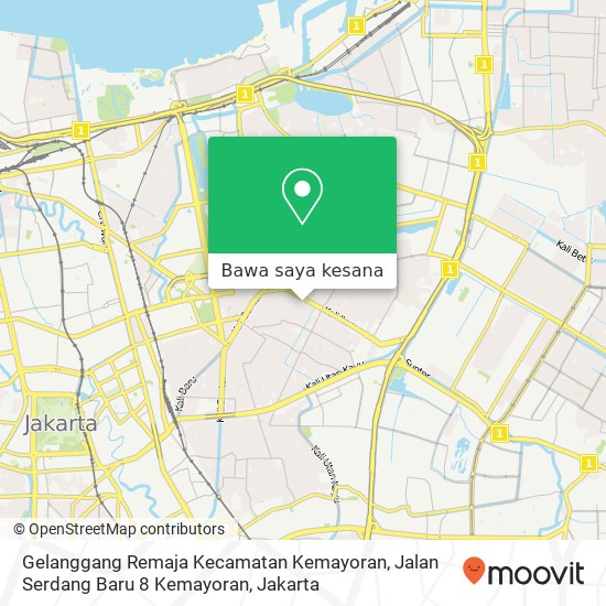 Peta Gelanggang Remaja Kecamatan Kemayoran, Jalan Serdang Baru 8 Kemayoran