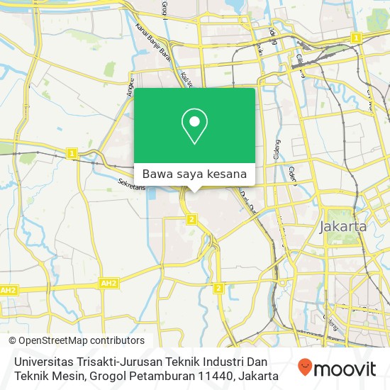Peta Universitas Trisakti-Jurusan Teknik Industri Dan Teknik Mesin, Grogol Petamburan 11440