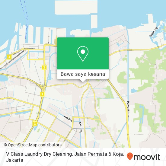 Peta V Class Laundry Dry Cleaning, Jalan Permata 6 Koja