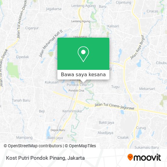 Peta Kost Putri Pondok Pinang
