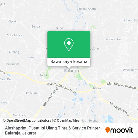 Peta Aleshaprint. Pusat Isi Ulang Tinta & Service Printer Balaraja