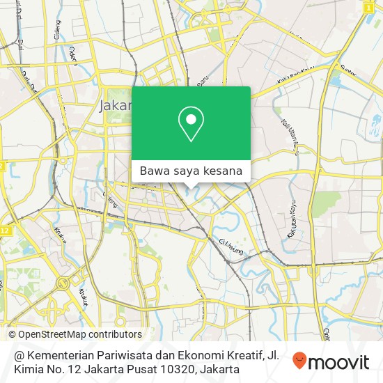 Peta @ Kementerian Pariwisata dan Ekonomi Kreatif, Jl. Kimia No. 12 Jakarta Pusat 10320