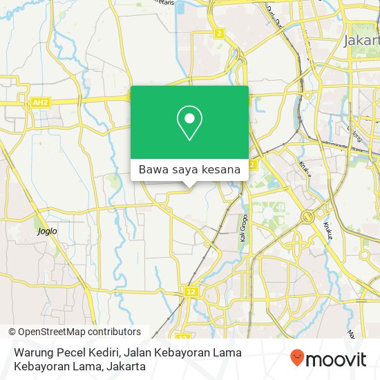 Peta Warung Pecel Kediri, Jalan Kebayoran Lama Kebayoran Lama