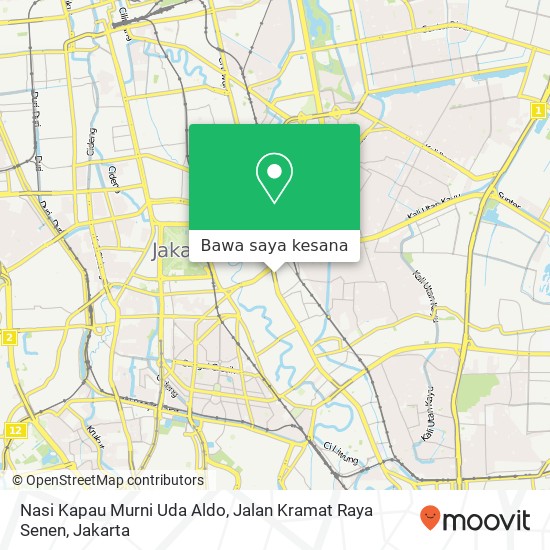 Peta Nasi Kapau Murni Uda Aldo, Jalan Kramat Raya Senen