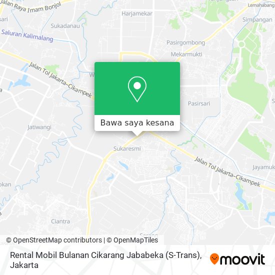 Peta Rental Mobil Bulanan Cikarang Jababeka (S-Trans)