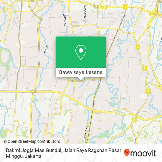 Peta Bakmi Jogja Mas Gundul, Jalan Raya Ragunan Pasar Minggu
