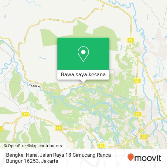 Peta Bengkel Hana, Jalan Raya 18 Cimucang Ranca Bungur 16253