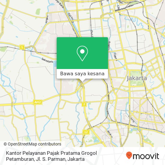 Peta Kantor Pelayanan Pajak Pratama Grogol Petamburan, Jl. S. Parman