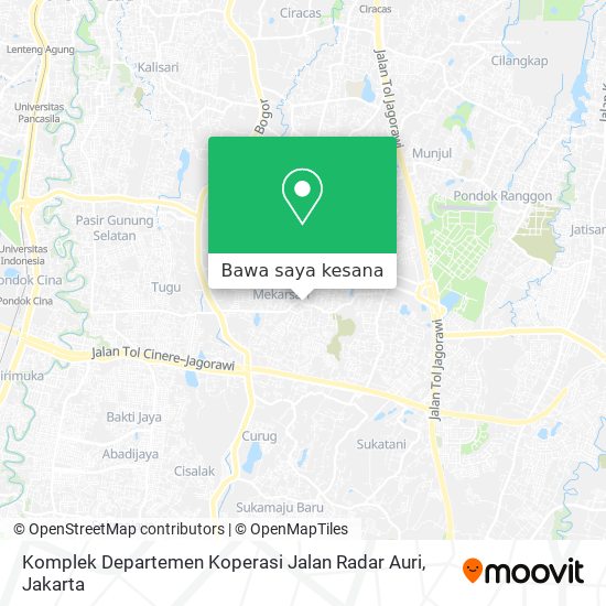 Peta Komplek Departemen Koperasi Jalan Radar Auri