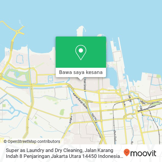 Peta Super as Laundry and Dry Cleaning, Jalan Karang Indah 8 Penjaringan Jakarta Utara 14450 Indonesia
