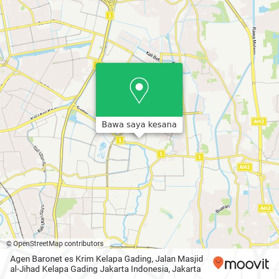 Peta Agen Baronet es Krim Kelapa Gading, Jalan Masjid al-Jihad Kelapa Gading Jakarta Indonesia