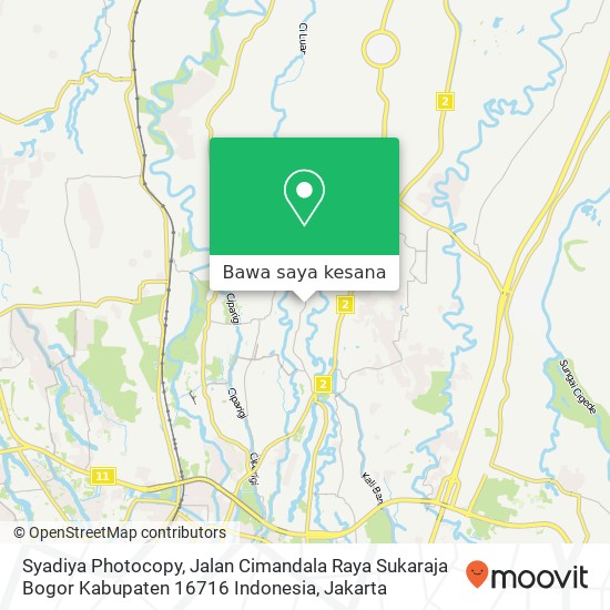 Peta Syadiya Photocopy, Jalan Cimandala Raya Sukaraja Bogor Kabupaten 16716 Indonesia