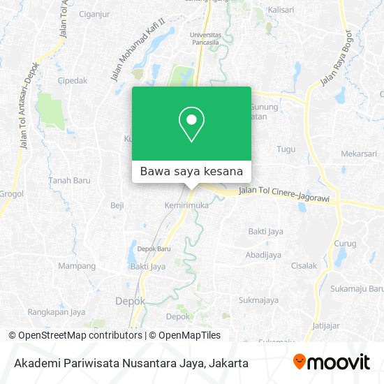 Peta Akademi Pariwisata Nusantara Jaya