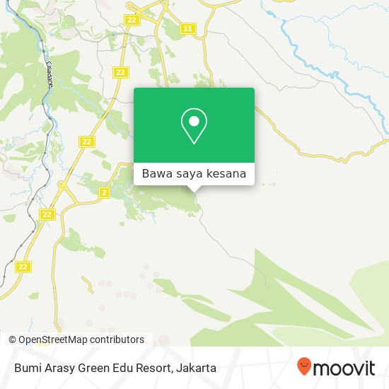 Peta Bumi Arasy Green Edu Resort, Jalan Pancawati Caringin