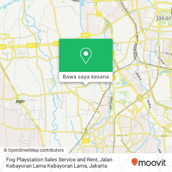 Peta Fog Playstation Sales Service and Rent, Jalan Kebayoran Lama Kebayoran Lama