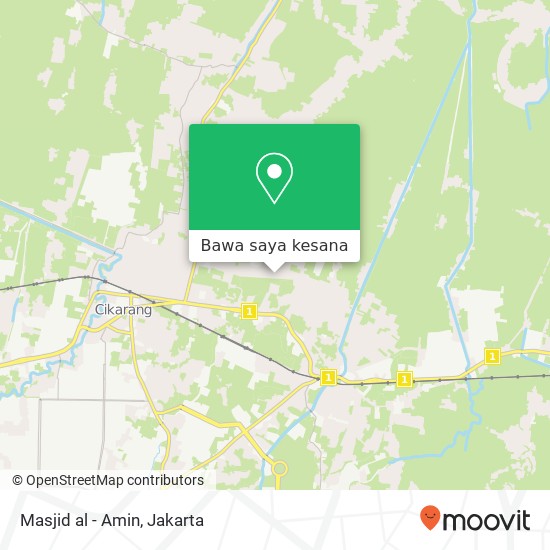 Peta Masjid al - Amin, Gang Anggrek Cikarang Utara