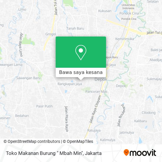 Peta Toko Makanan Burung " Mbah Min"