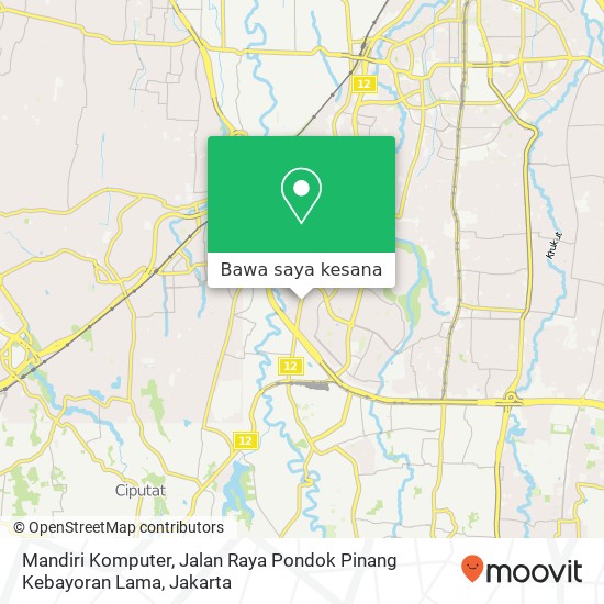 Peta Mandiri Komputer, Jalan Raya Pondok Pinang Kebayoran Lama