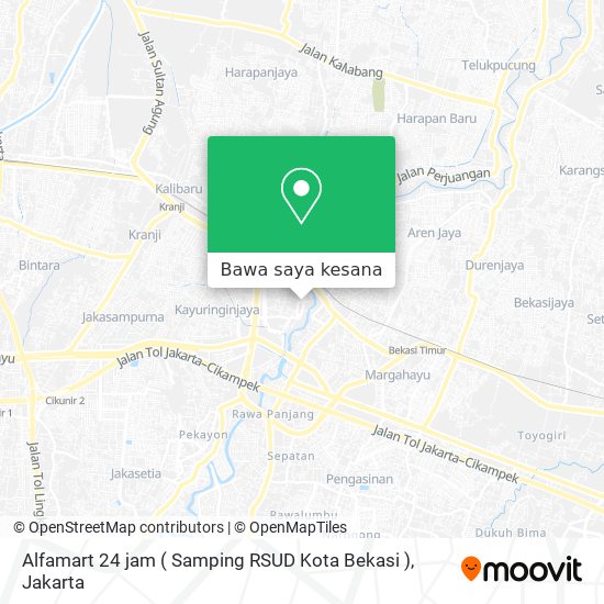 Peta Alfamart 24 jam ( Samping RSUD Kota Bekasi )