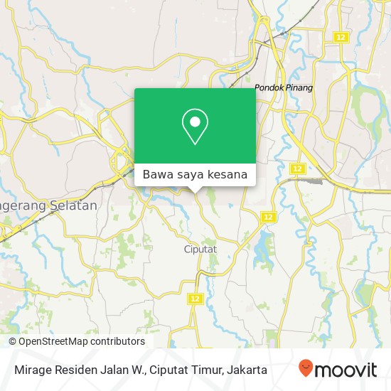 Peta Mirage Residen Jalan W., Ciputat Timur