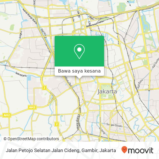 Peta Jalan Petojo Selatan Jalan Cideng, Gambir