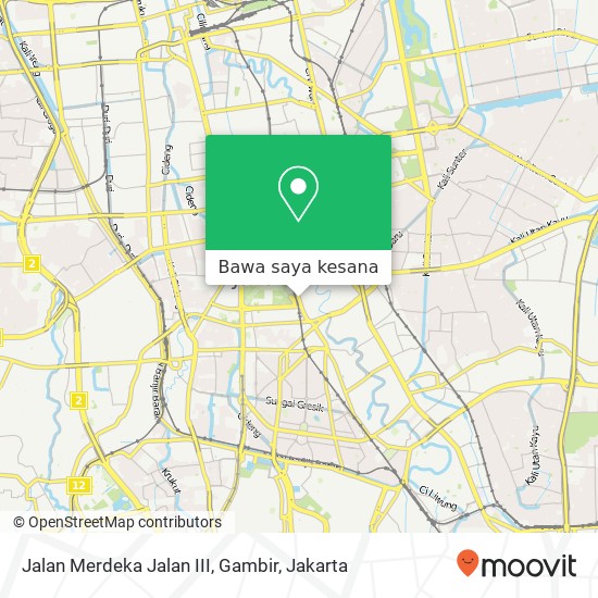 Peta Jalan Merdeka Jalan III, Gambir